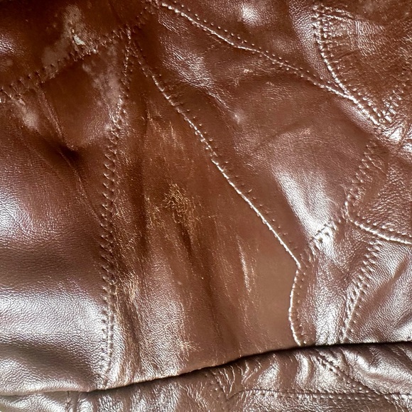 Dark Chocolate Brown Patchwork Lambskin Leather Vintage Travel Tote Bag - Picture 4 of 15